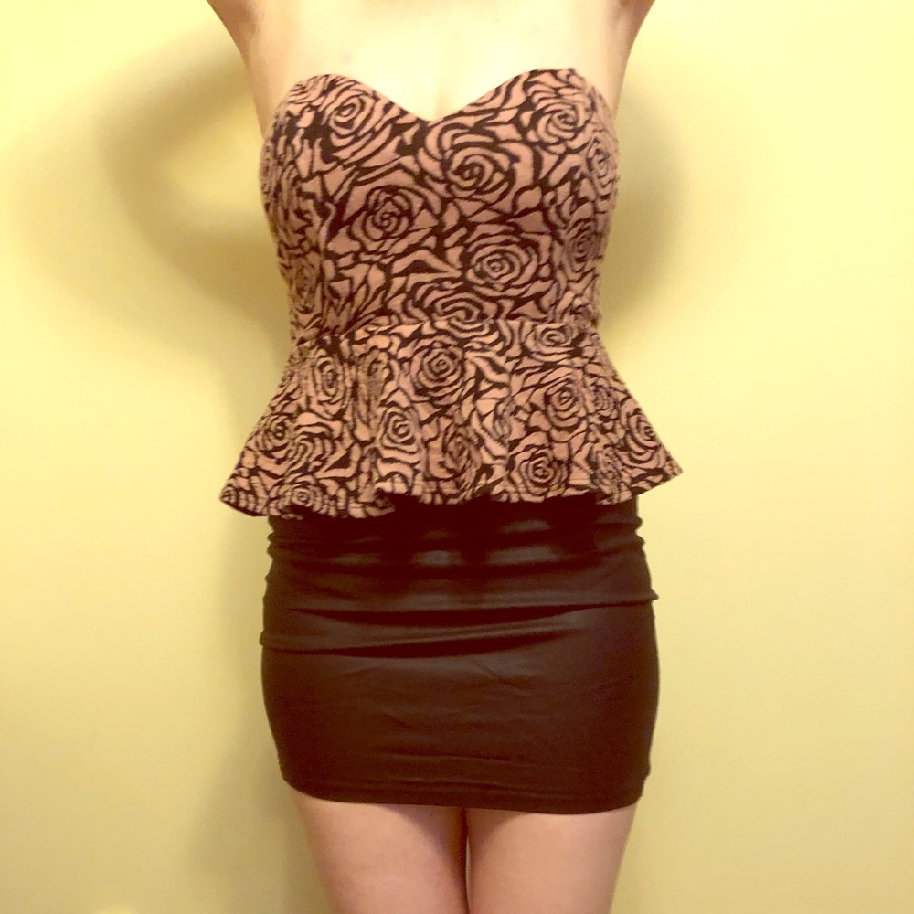 Must Have Pink & Black strapless dress size small